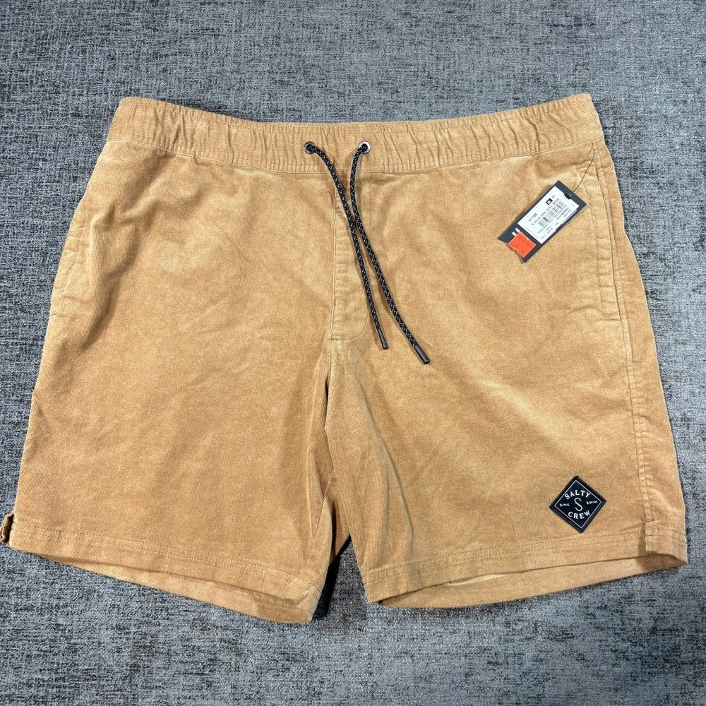 Salty Crew Corduroy Shorts XL Tan Elastic Waist Drawstring